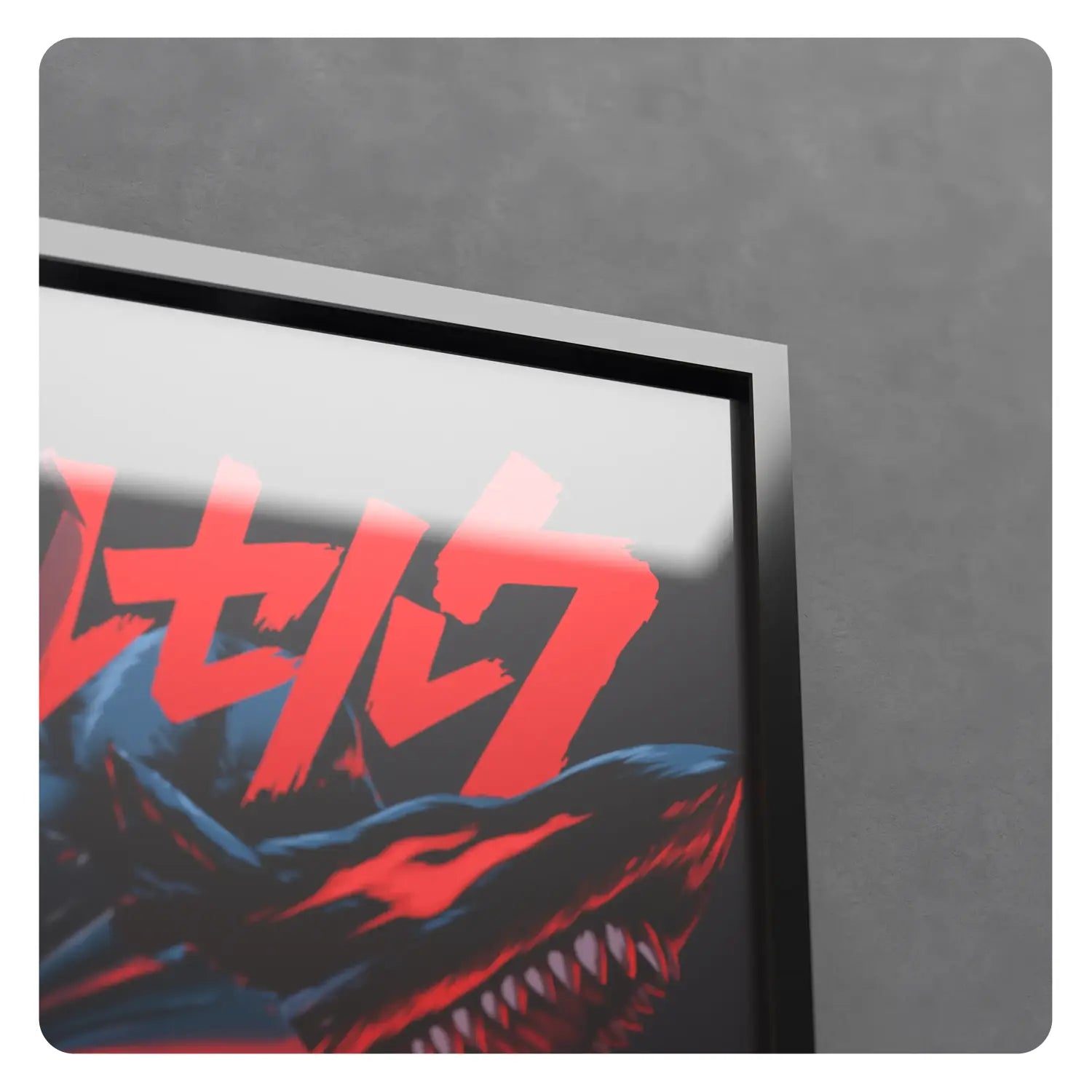 Close up of PIGMODDING poster frame with anime art.